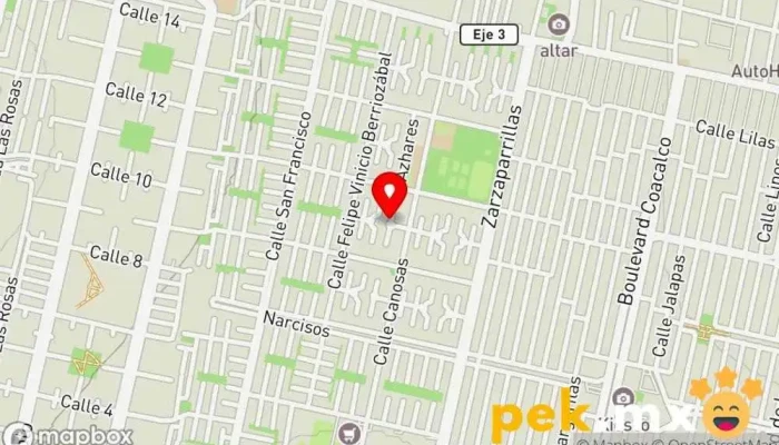 mapa de ALEX SERVICE Persona de mantenimiento, Servicio de reparación de electrodomésticos, Herrero, Servicio de asesoría al consumidor, Taller de reparaciones eléctricas, Electricista, Servicio de impermeabilización, Fontanero en San Francisco Coacalco