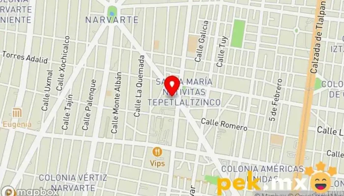 mapa de CRISAM MEXICO Contratista general, Ventana de aluminio, Albañil, Electricista, Contratista de materiales para suelos, Servicio de impermeabilización, Servicio de jardinería, Pintura, Fontanero, Reformas en Benito Juárez, Ciudad de México
