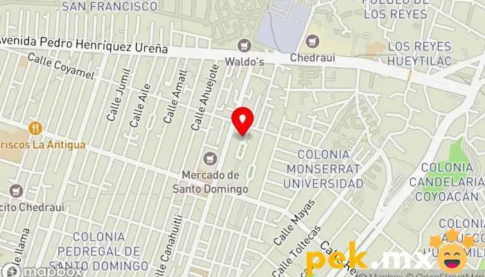 mapa de DISEÑO E INTEGRACIÓN DE ESPACIOS Constructor, Ventana de aluminio, Carpintero, Electricista, Contratista de materiales para suelos, Servicio de conserjería, Contratista de albañilería, Pintura, Fontanero, Reformas en Coyoacán, Ciudad de México