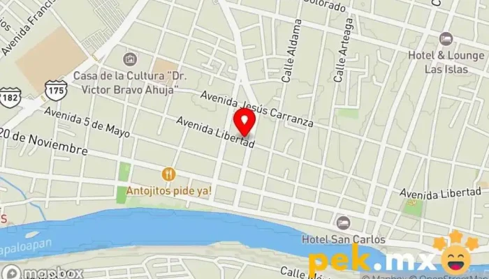 mapa de Distribuidora Electrica De Tuxtepec Tienda de electricidad, Ferretería, Tienda de iluminación en San Juan Bautista Tuxtepec