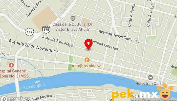 mapa de Distribuidora Electrica De Tuxtepec SA De CV Tienda de iluminación, Tienda de electricidad, Ferretería en San Juan Bautista Tuxtepec