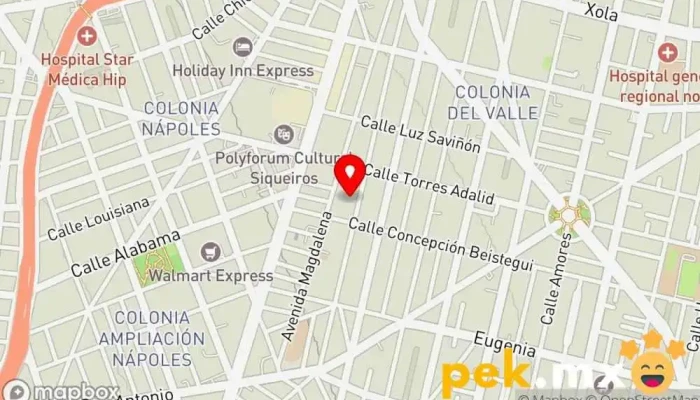 mapa de INGENIERIA Y TECNOLOGIA DE VANGUARDIA S.A. DE C.V. Mayorista, Tienda de electricidad, Electricista, Asesor en ingeniería, Persona de mantenimiento en Benito Juárez, Ciudad de México