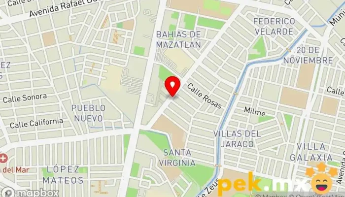 mapa de Mantenimiento y multiservicio automotriz Taller mecánico, Taller de reparación de automóviles, Taller de reparaciones eléctricas en Mazatlán