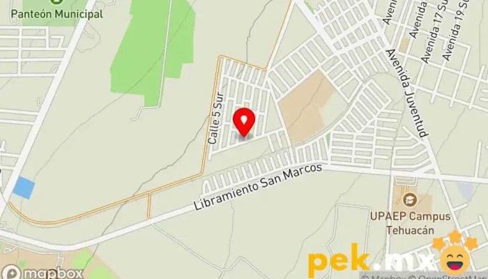 mapa de PLOMERÍA Y ELECTRICIDAD  en Tehuacán