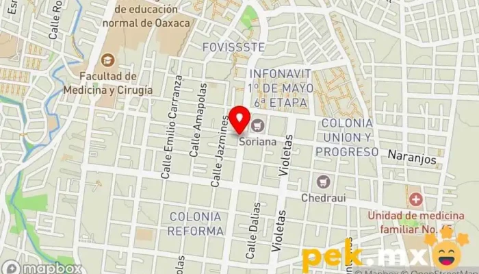 mapa de Refaccionaria El Duende Tienda de electrónica, Proveedor de repuestos de electrodomésticos, Ferretería, Tienda de artículos de fontanería, Servicio de reparación de neveras, Servicio de reparación de lavadoras y secadoras en Oaxaca de Juárez